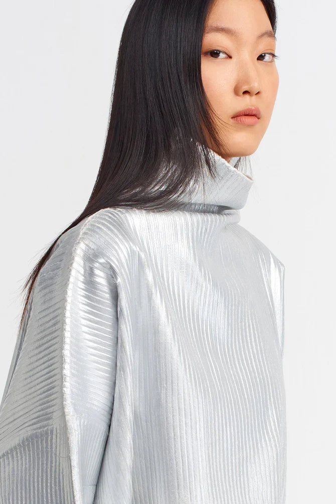 Nu Metallic Lurex Oversize Top Platinum
