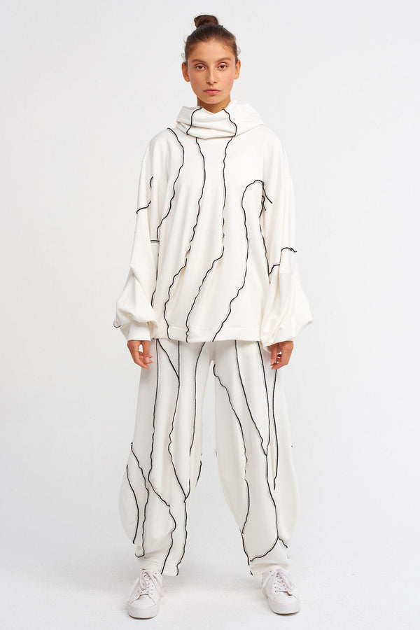 Nu High Neck Overlock Stitch Knitwear White/Black
