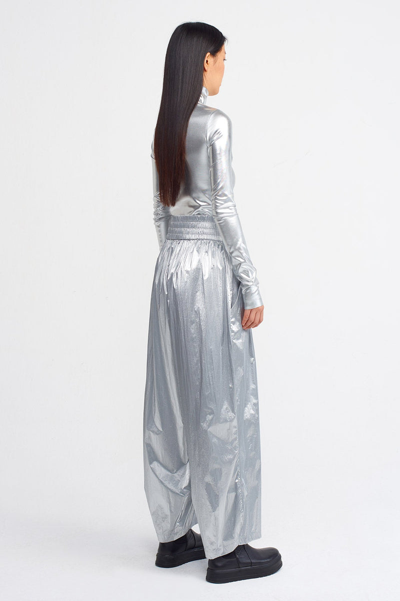 NU Smocked Waistband Wide Leg Pants Platinum