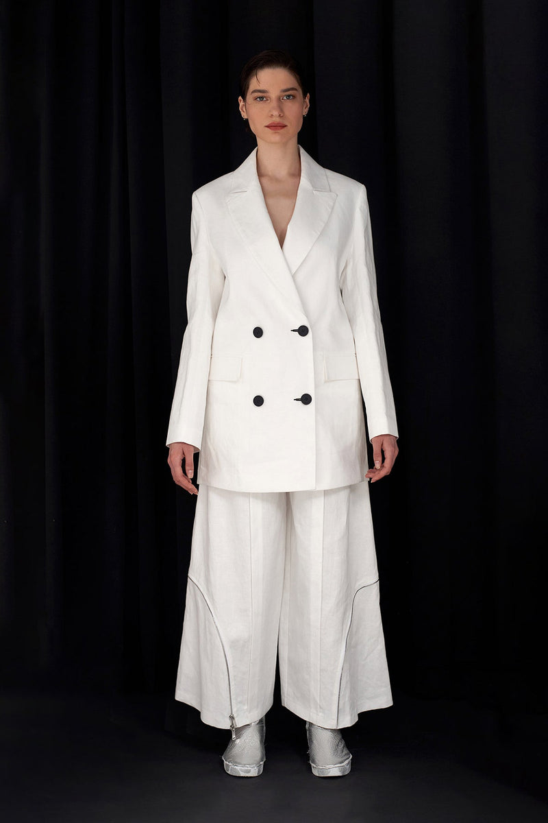 NU Four Button Blazer Jacket Off White