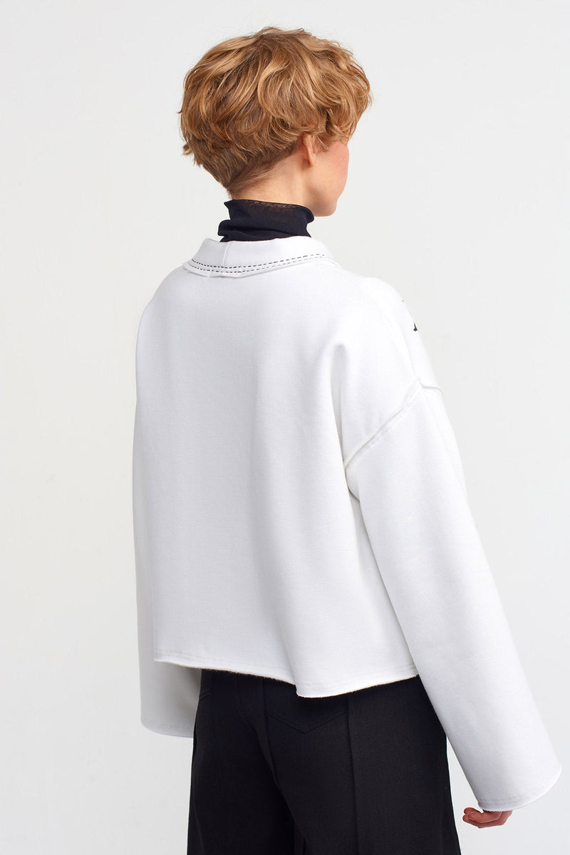 NU Print And Embroidery Detailed Sweatshirt Off White
