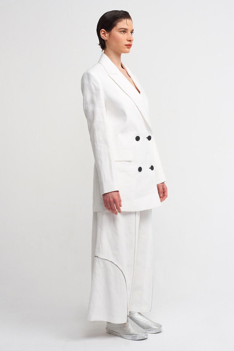 NU Four Button Blazer Jacket Off White