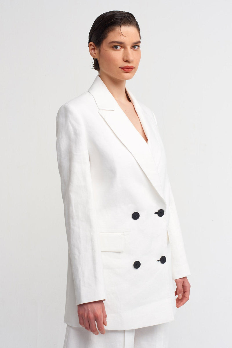 NU Four Button Blazer Jacket Off White