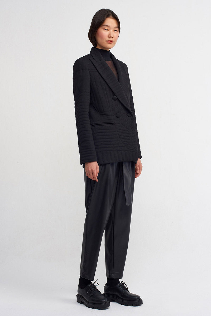 NU Quilted Patterned Blazer Jacket Black
