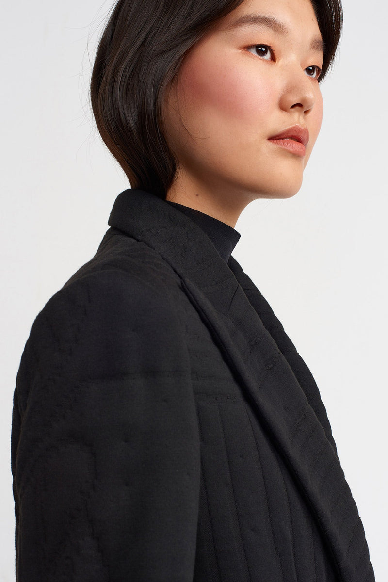 NU Quilted Patterned Blazer Jacket Black