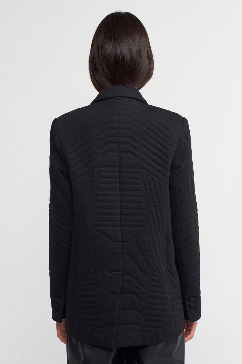 NU Quilted Patterned Blazer Jacket Black
