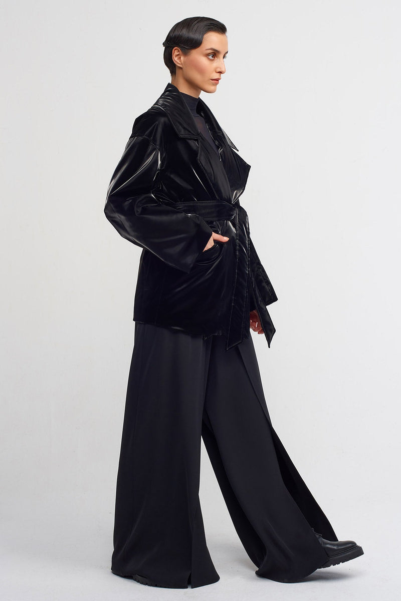 NU Shiny Padded Short Coat Black