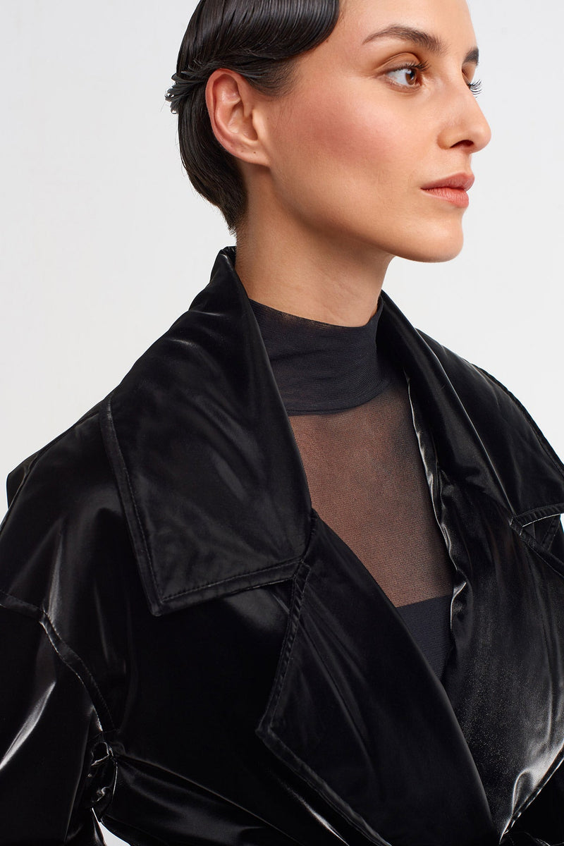 NU Shiny Padded Short Coat Black