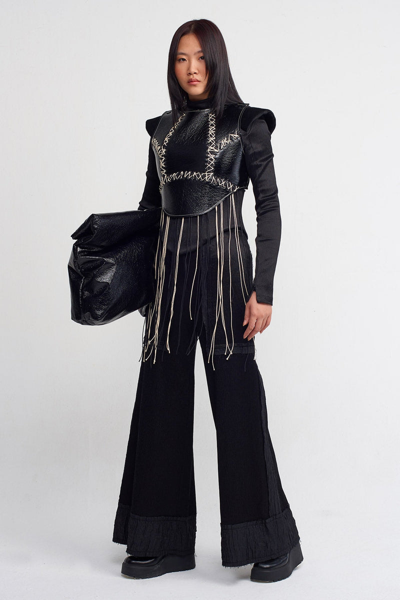 NU Hand-Stitched Leather Top Black
