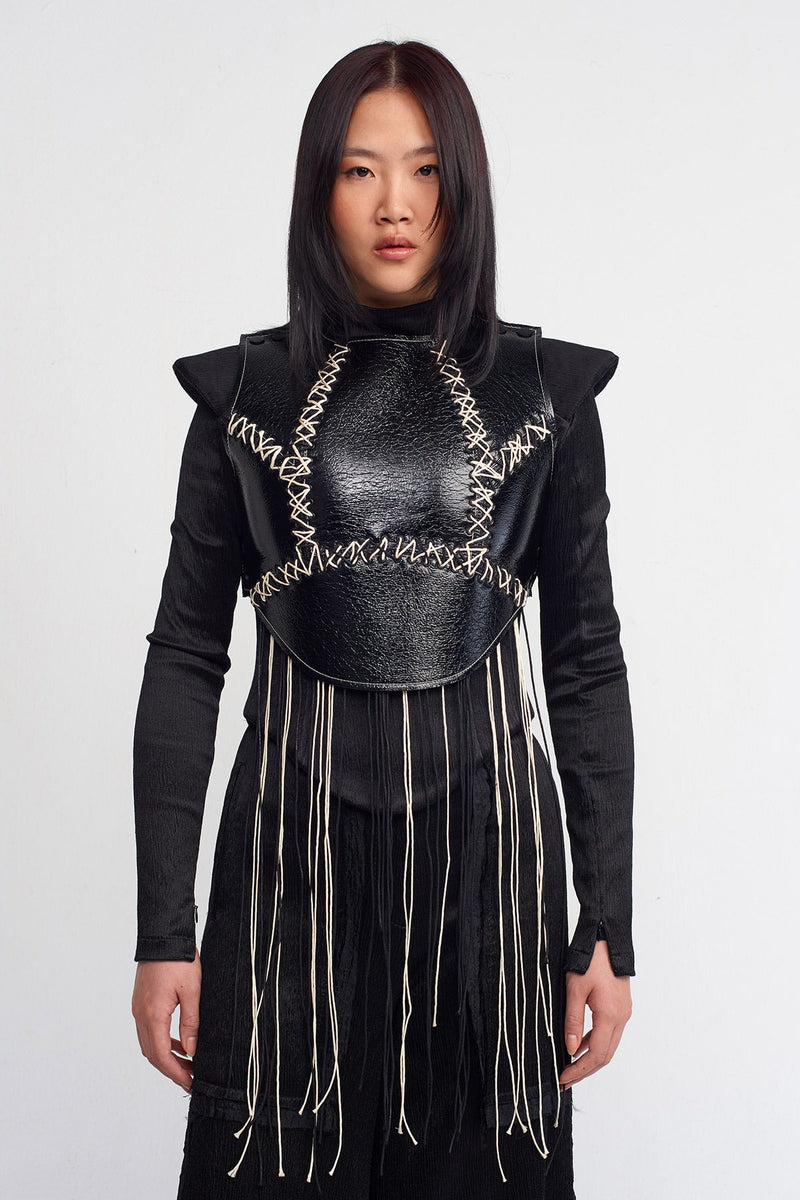 NU Hand-Stitched Leather Top Black