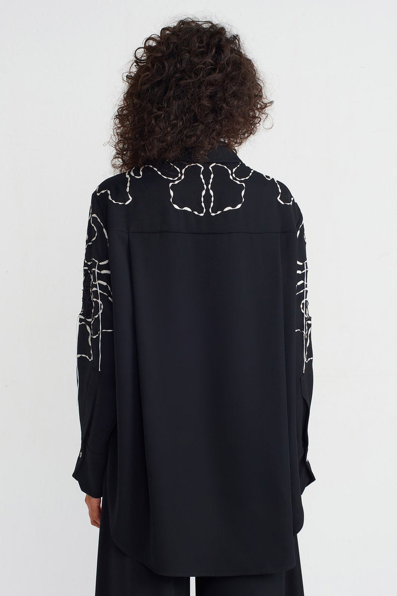 NU Paneled Embroidered Shirt Black/Offwhite