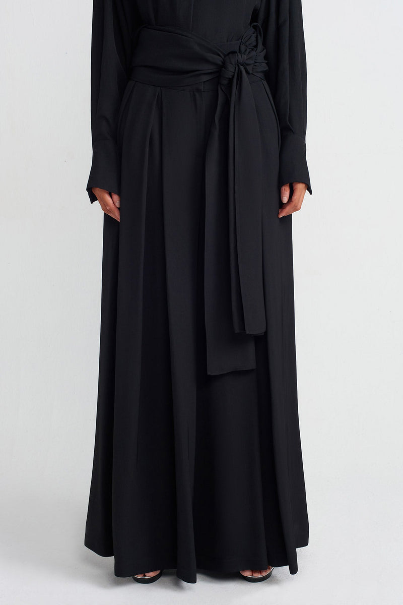 NU Belted Palazzo Chic Trousers Black