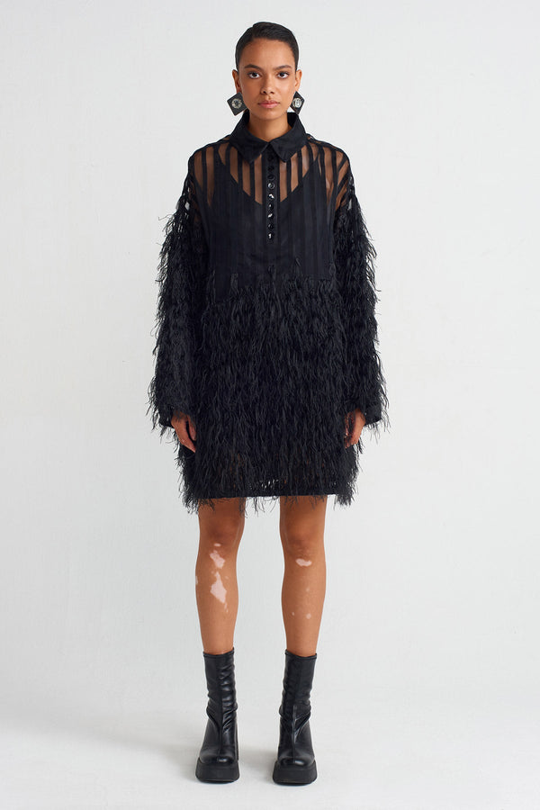 NU Short, Semi-Transparent Tulle Dress Black