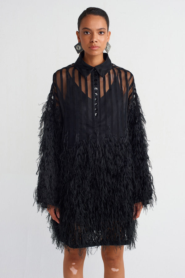 NU Short, Semi-Transparent Tulle Dress Black