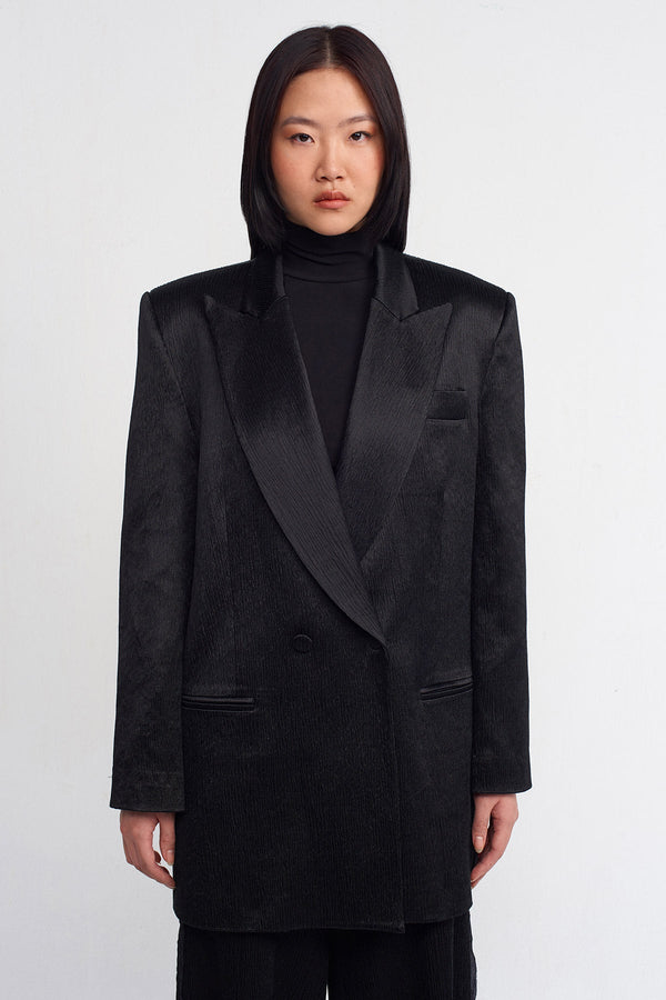Nu Crinkle Blazer Jacket Black