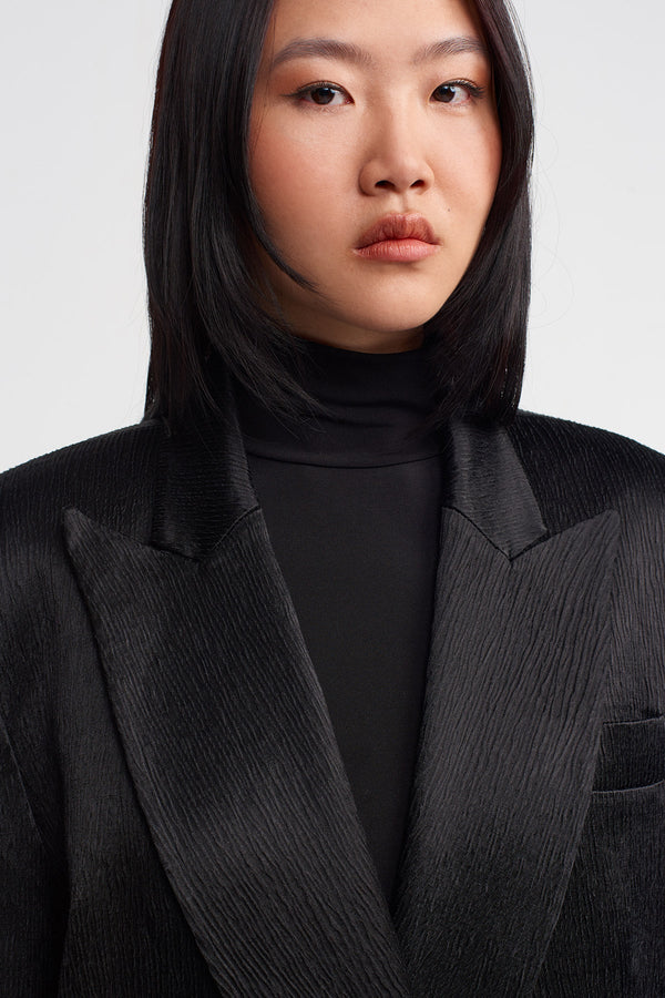 Nu Crinkle Blazer Jacket Black