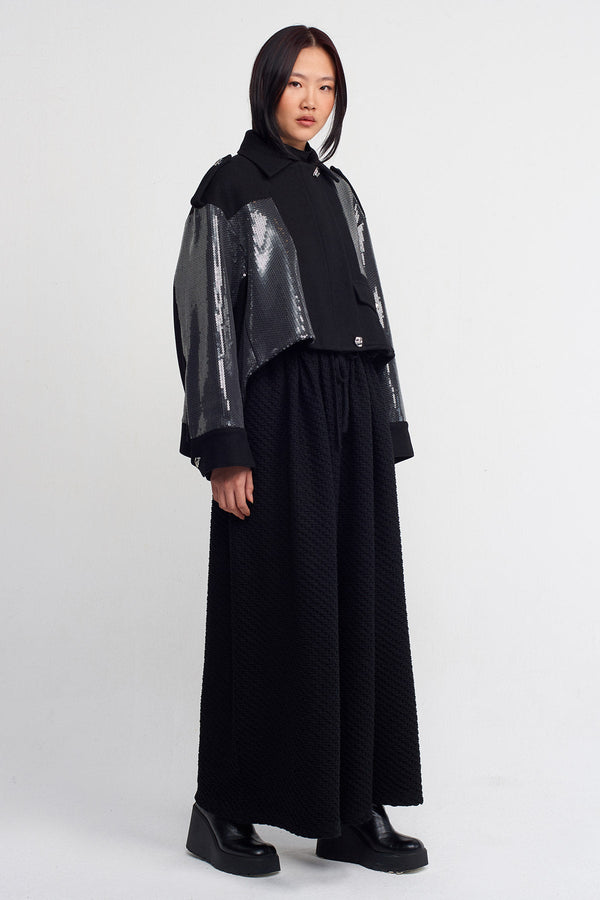 Nu Sequin Short Coat Black