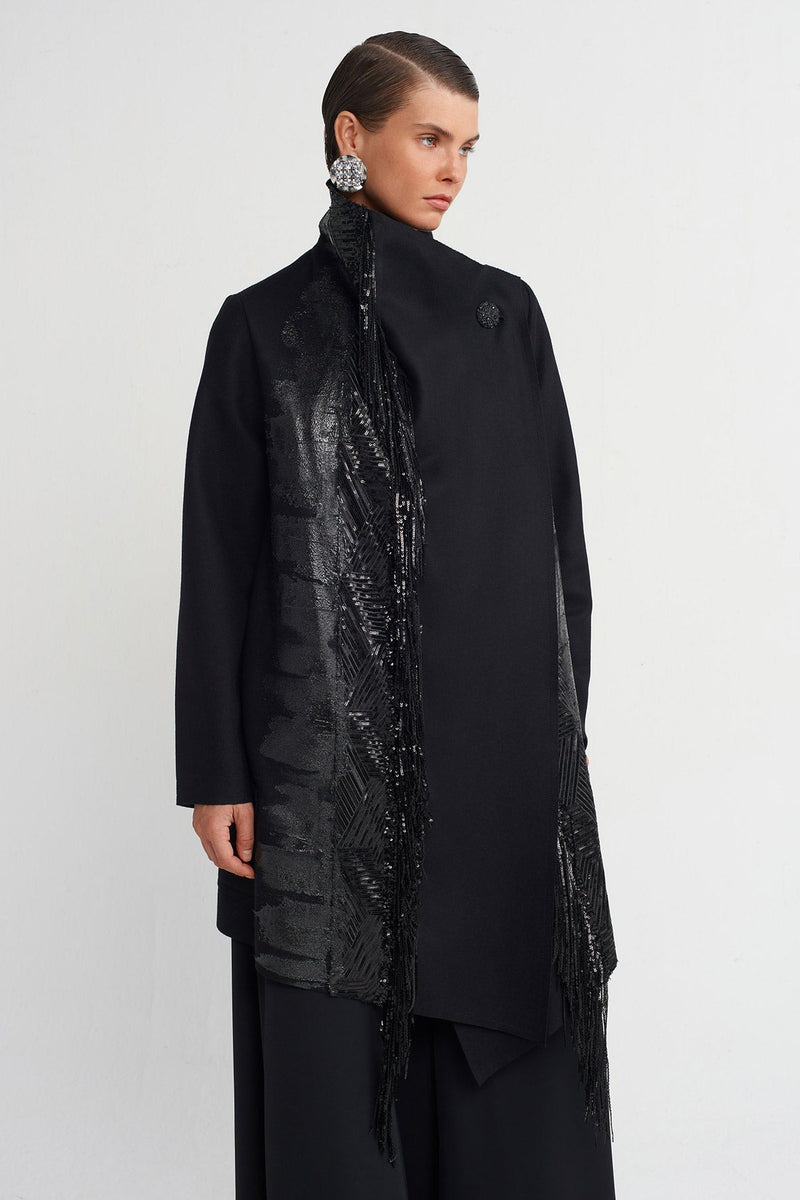 NU Painted And Embroidered Stylish Jacket Black