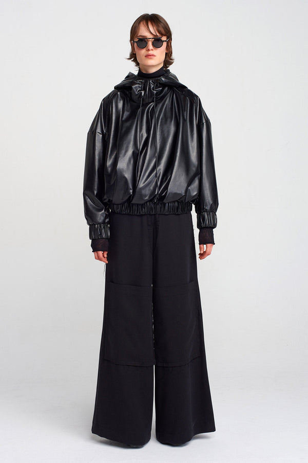 Nu Vegan Leather Sweatshirt Black