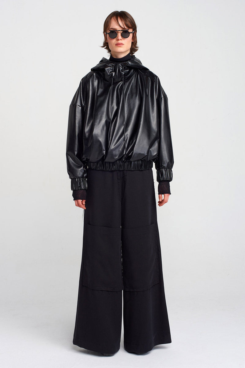 Nu Vegan Leather Sweatshirt Black