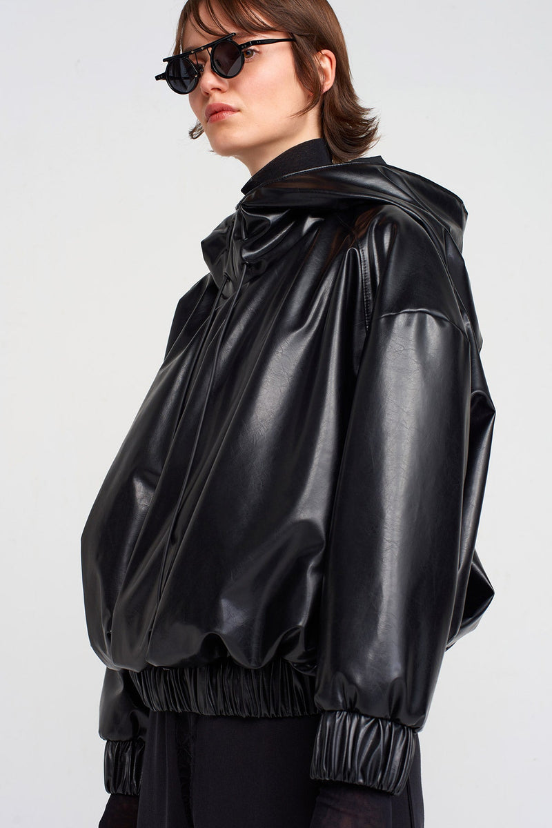 Nu Vegan Leather Sweatshirt Black