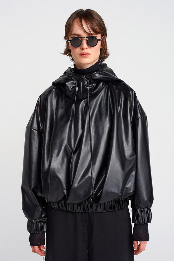 Nu Vegan Leather Sweatshirt Black