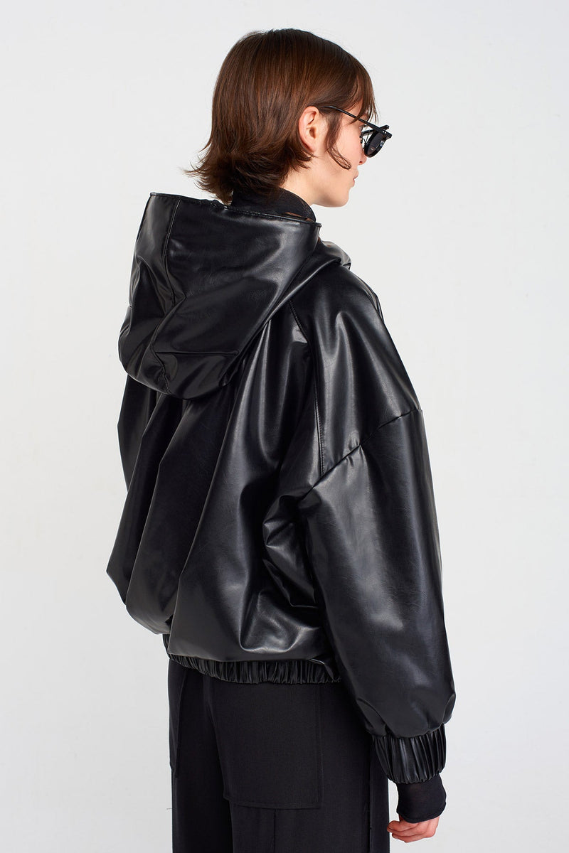 Nu Vegan Leather Sweatshirt Black