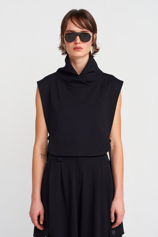 Nu Side Tie, Collared T-Shirt Black