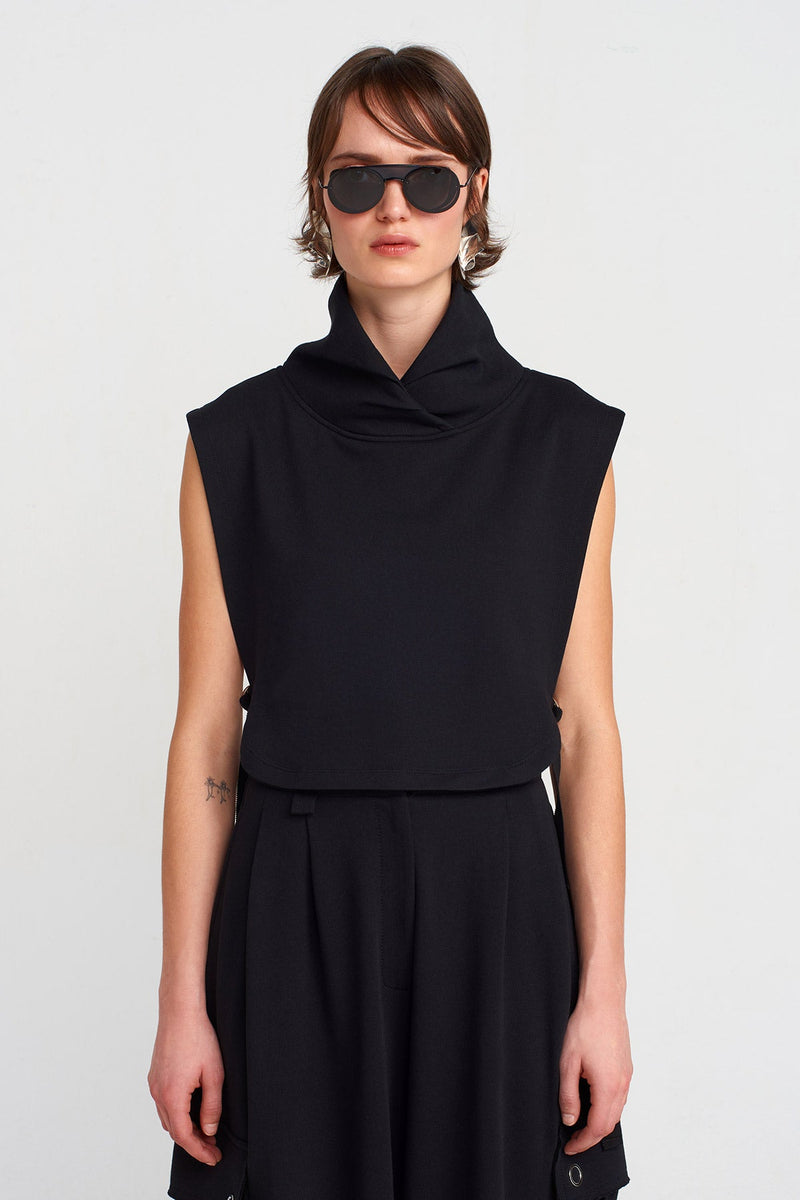 Nu Side Tie, Collared T-Shirt Black