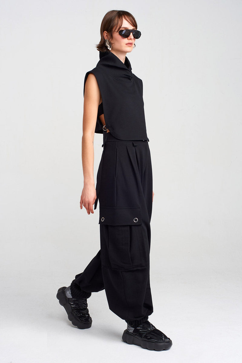 Nu Side Tie, Collared T-Shirt Black