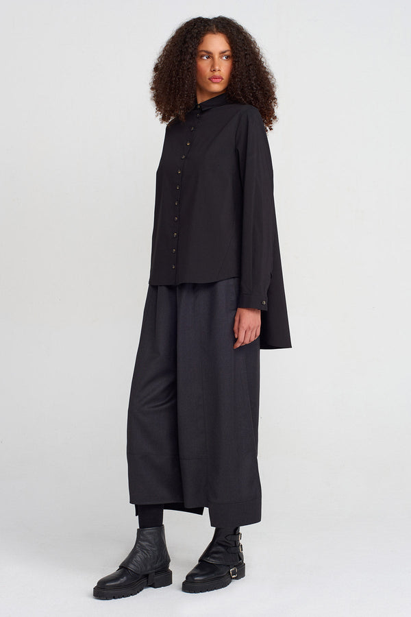 Nu Loose-Back Poplin Shirt Black