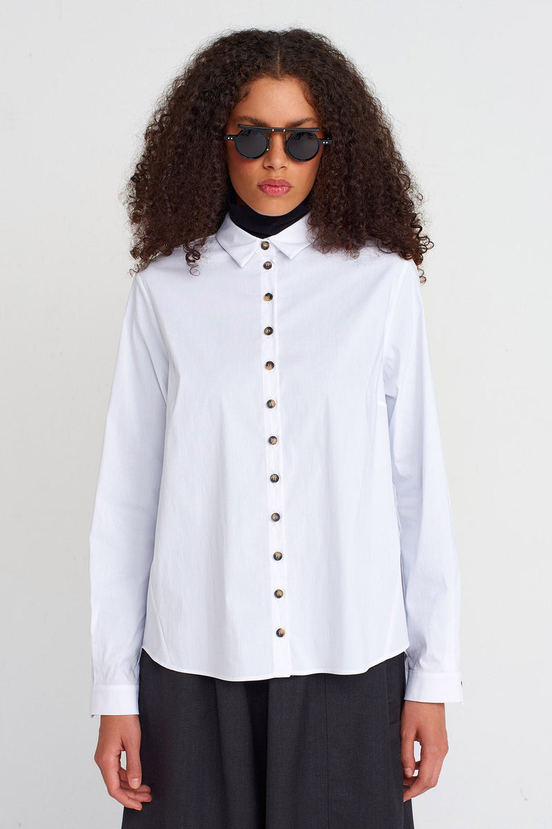 Nu Loose-Back Poplin Shirt Off White