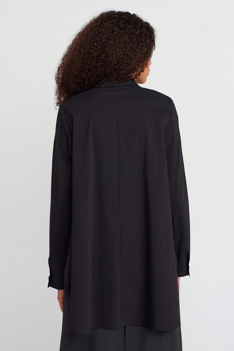 Nu Loose-Back Poplin Shirt Black