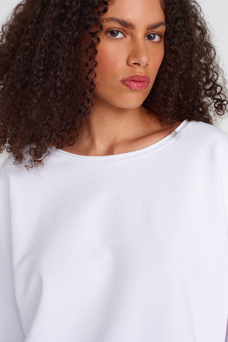 Nu Wide Neck Basic Sweatshirt Off White