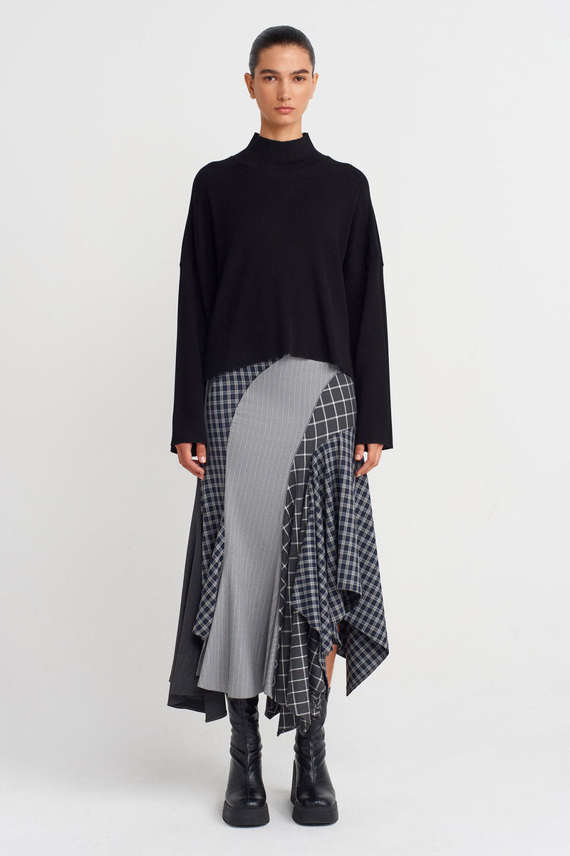 Nu Oversized Ribbed Blouse Black