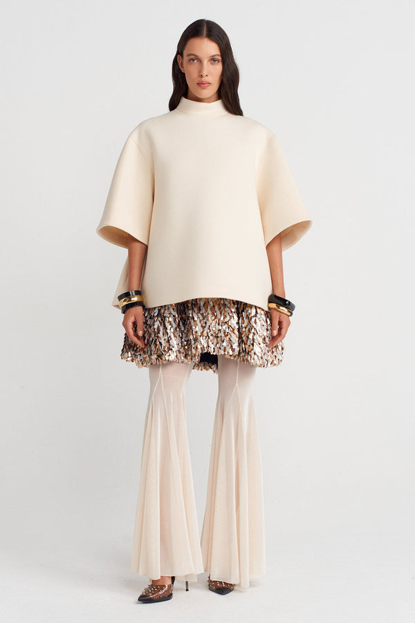 Nu Scuba Fabric Oversized T-Shirt Natural