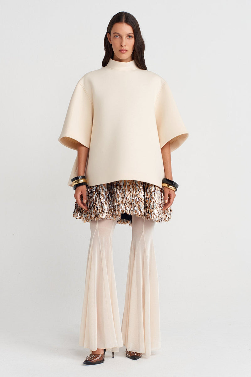 Nu Scuba Fabric Oversized T-Shirt Natural