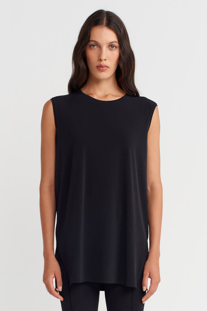 Nu Sleeveless Basic Jersey T-Shirt Black