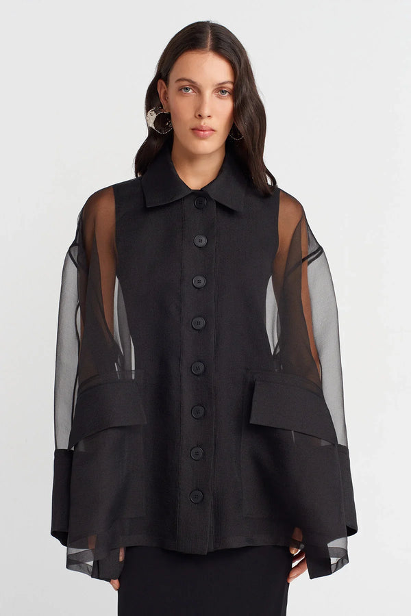 Nu Oversized Organza Shirt Black