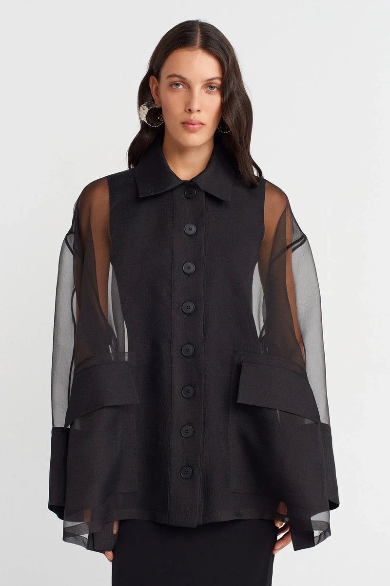 Nu Oversized Organza Shirt Black