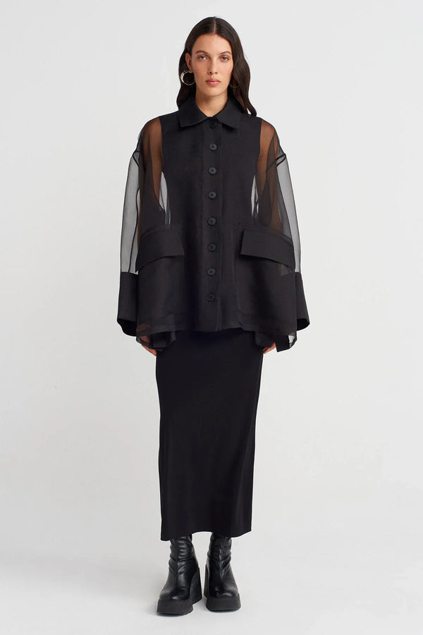 Nu Oversized Organza Shirt Black