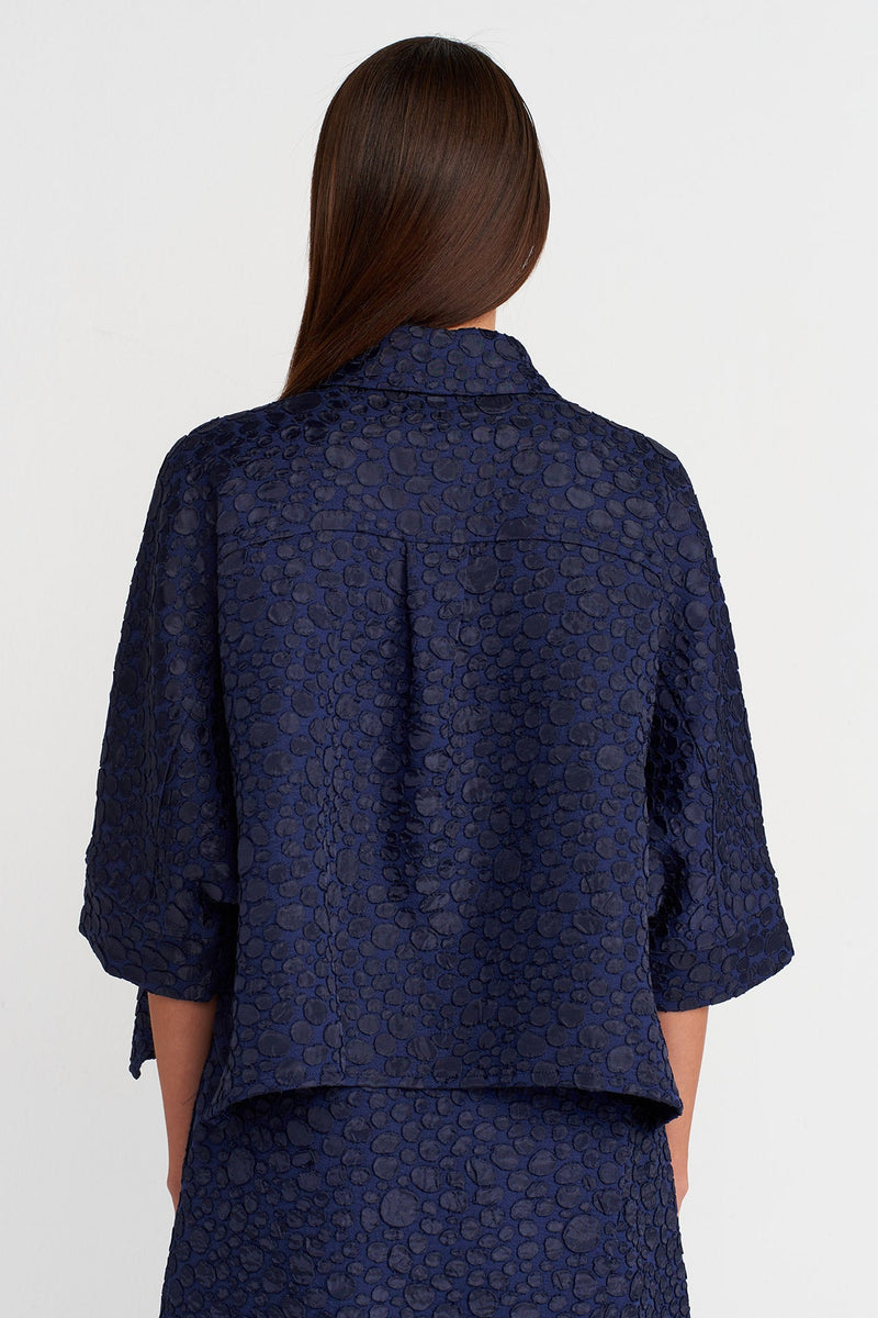 Nu Jacquard Short Shirt Navy Blue