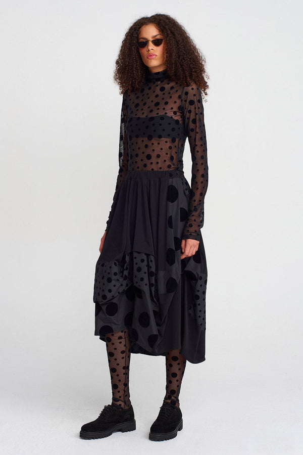 Nu Velvet Polka-Dot Jersey & Taffeta Skirt Multi Color