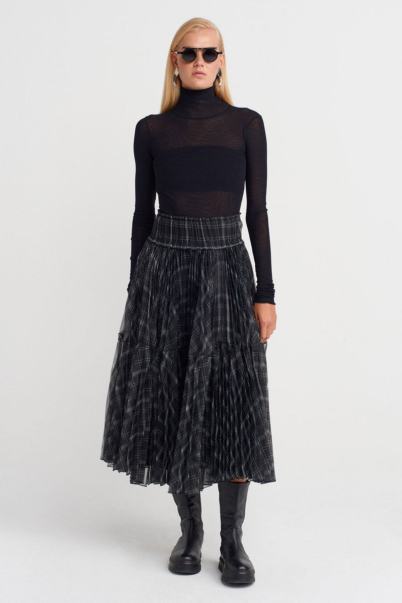 Nu Plaid Voluminous Tulle Skirt Grey/White
