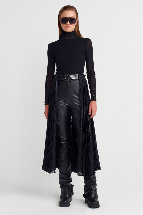 Nu Pleated Belt Skirt Black