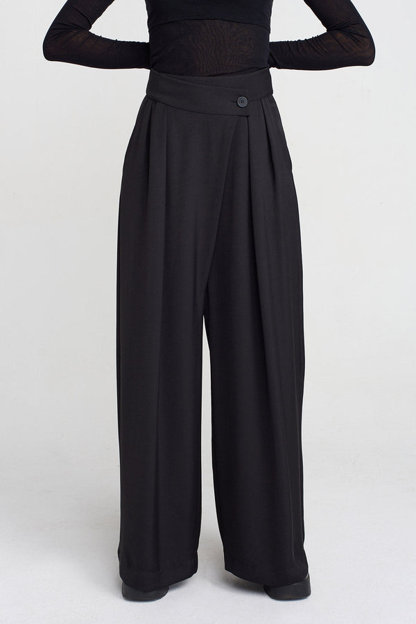 Nu Double-Breasted Palazzo Pants Black