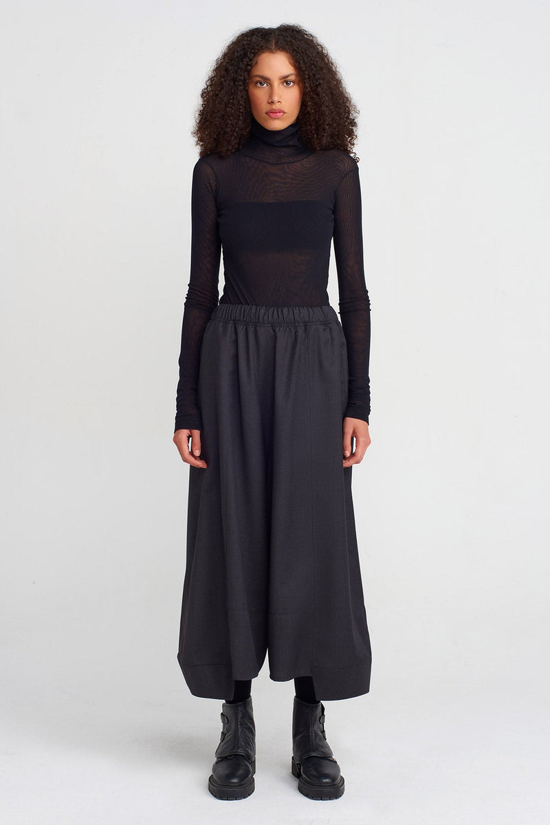 Nu Asymmetrical Hem Loose Trousers Anthracite