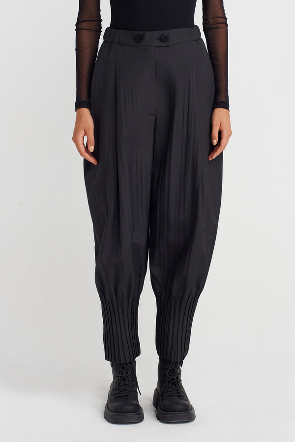 Nu Pleated Hem Trousers Black