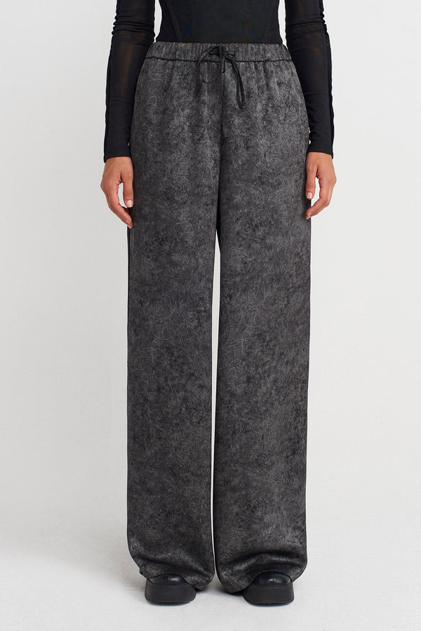 Nu Washed Effect Wide-Leg Trousers Off White/Black