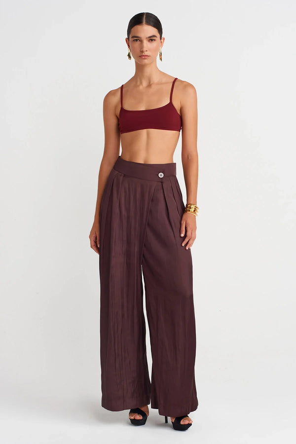 Nu Double Breasted Palazzo Pants Eggplant